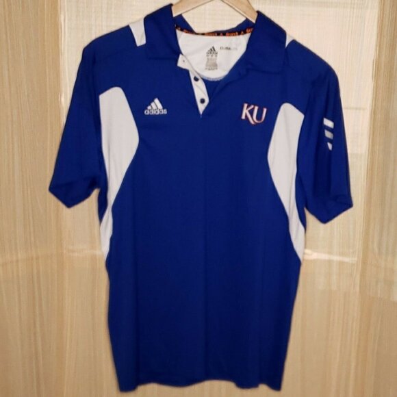 Adidas Climalite Mens University Of Kansas Blue Polo Large - Picture 1 of 6